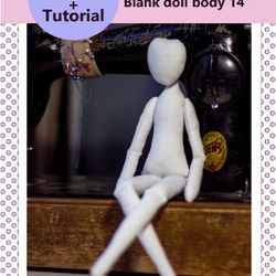 cloth doll pattern + tutorial 14" pdf,rag doll pattern,doll body pattern 19 pages,46 photos! cloth doll pattern