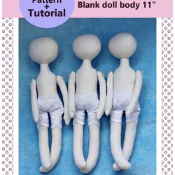 cloth doll pattern+tutorial 11"pdf rag doll pattern,doll body pattern 30 pages,74 photos! without shorts! cloth doll