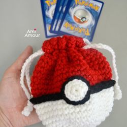 pokemon crochet pattern pdf, crochet pokeball bag, pokeball pouch pattern