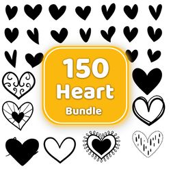 +150 heart svg bundle, heart love svg, png files, heart line art drawing, love heart minimalist svg files