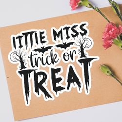 little miss trick or treat halloween fall season, retro halloweeng white boo,spooky tees,crew