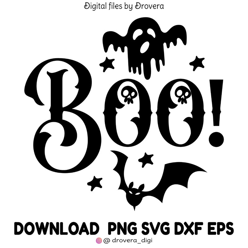 Boo PrintableHalloween TypographyFall Designs Autumn Digital Download Scalable 0