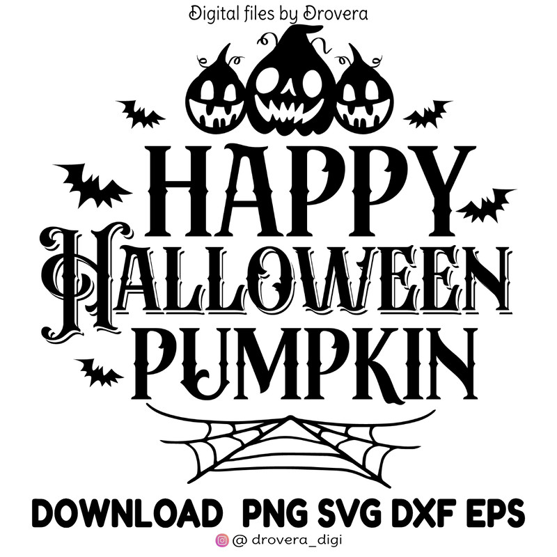 Happy Halloween Pumpkin PrintableHalloween TypographyFall Designs Autumn Digital Download Scalable 0