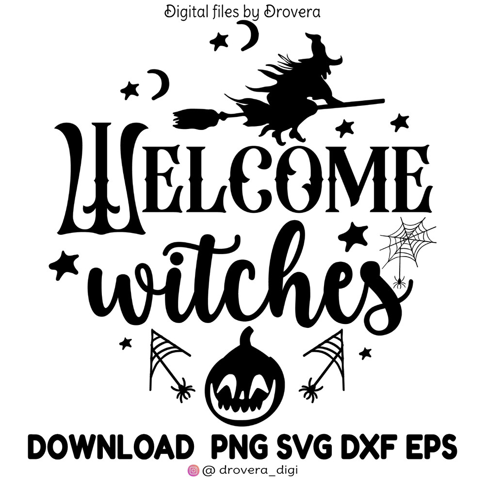 Welcome Witches PrintableHalloween TypographyFall Designs Autumn Digital Download Scalable 0