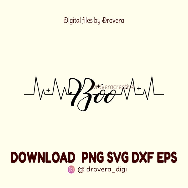 Boo cursive PNG SVG DXF printable cut files | Inspire Uplift