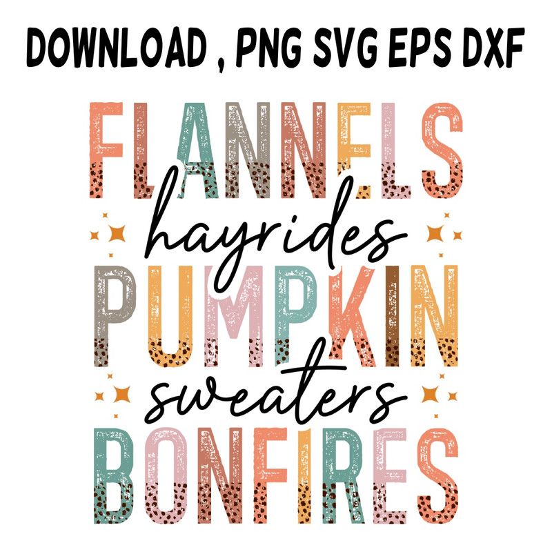 Flannels Pumpkin Bonfires SVG PNG DXF PDFEPS Printable Digital Download 0