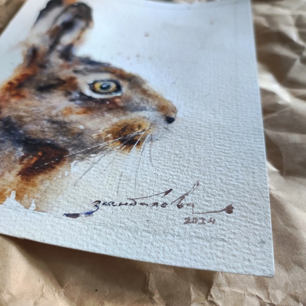 Original Bunny Watercolor Painting Rabbit Small Painting Rab | Inspire ...