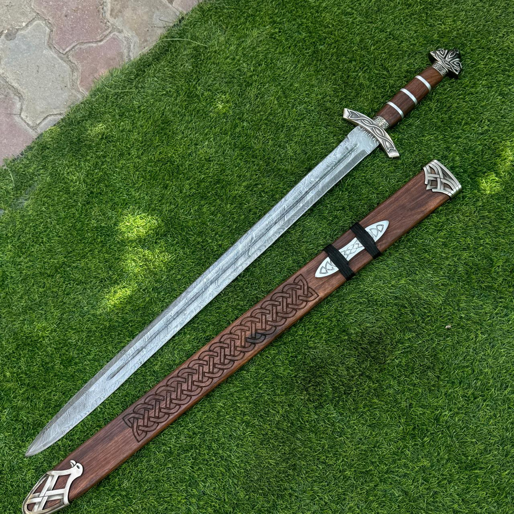 Handmade Forged Damascus Steel Viking Sword Sharp Medieval Sword With SheathViking Sword GiftNorsem 0