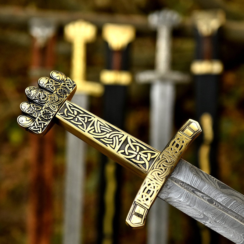 Hand Forged Damascus Steel Full Tang Knightly Arming Sword Medieval European Functional VIKING Swo 2