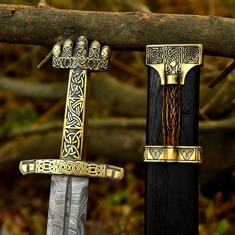 Hand Forged Damascus Steel Full Tang Knightly Arming Sword Medieval European Functional VIKING Swo 3