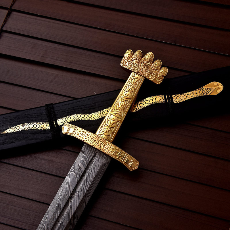 Hand Forged Damascus Steel Full Tang Knightly Arming Sword Medieval European Functional VIKING Swo 6