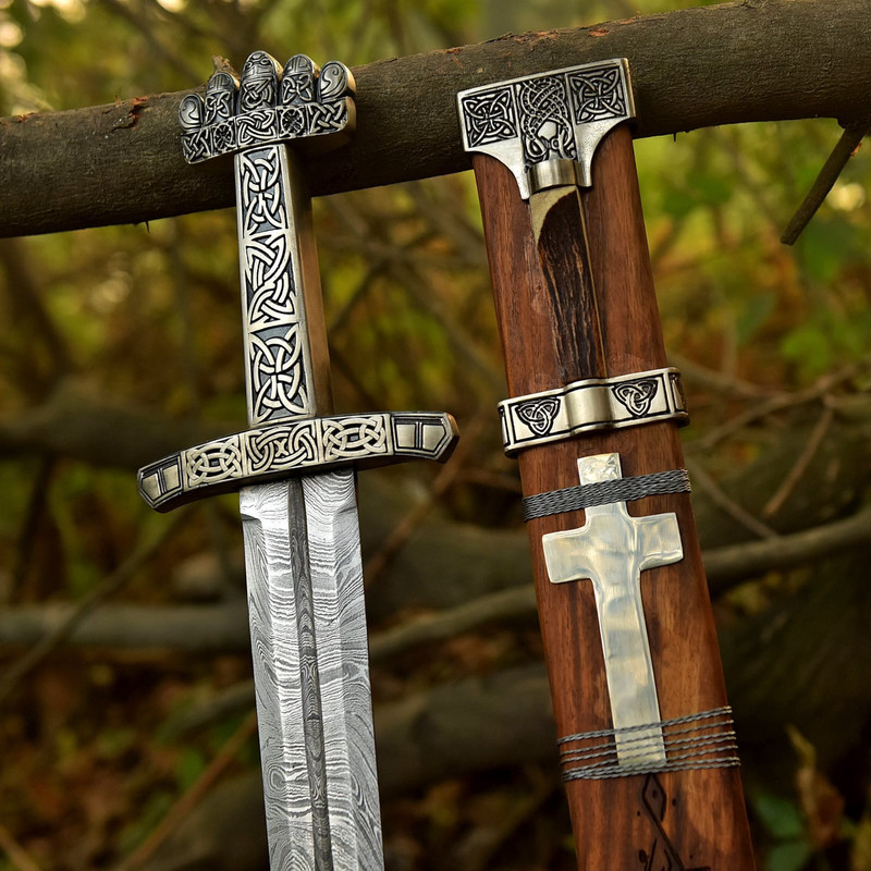 Hand Forged Damascus Steel Full Tang Knightly Arming Sword Medieval European Functional VIKING Swo 13