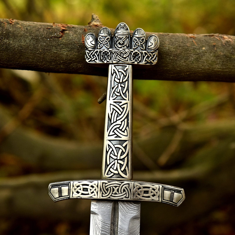 Hand Forged Damascus Steel Full Tang Knightly Arming Sword Medieval European Functional VIKING Swo 15