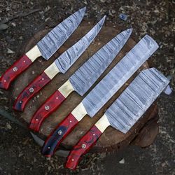 premium 5-piece damascus steel kitchen knife set –