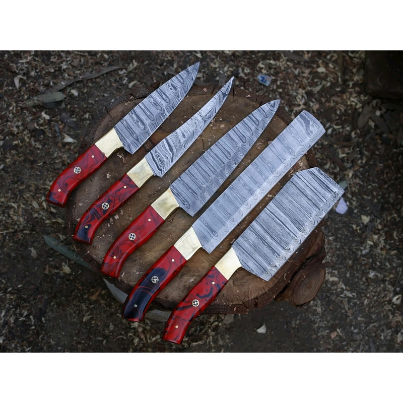 Premium 5Piece Damascus Steel Kitchen Knife Set  0