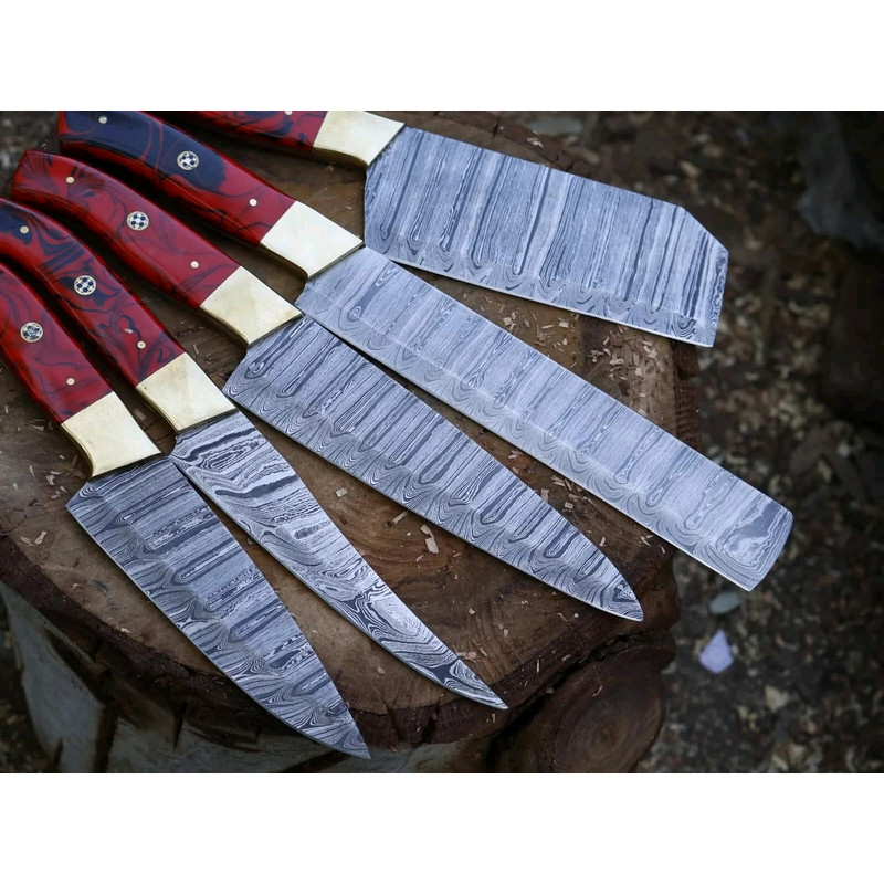 Premium 5Piece Damascus Steel Kitchen Knife Set  1