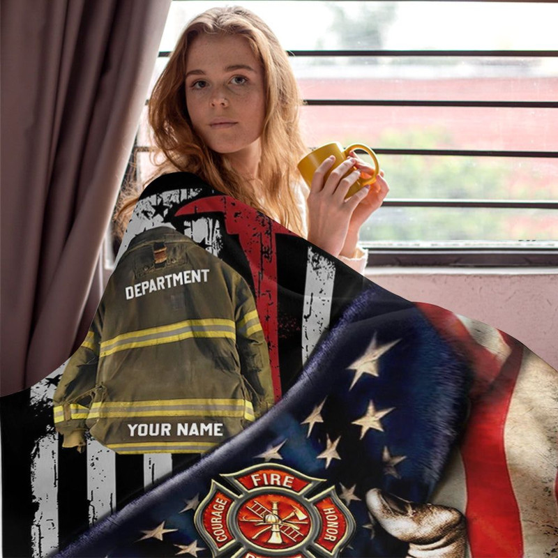 Firefighter Armor Proud Firefighter Custom Blanket Gift For Firefighter Fireman 2