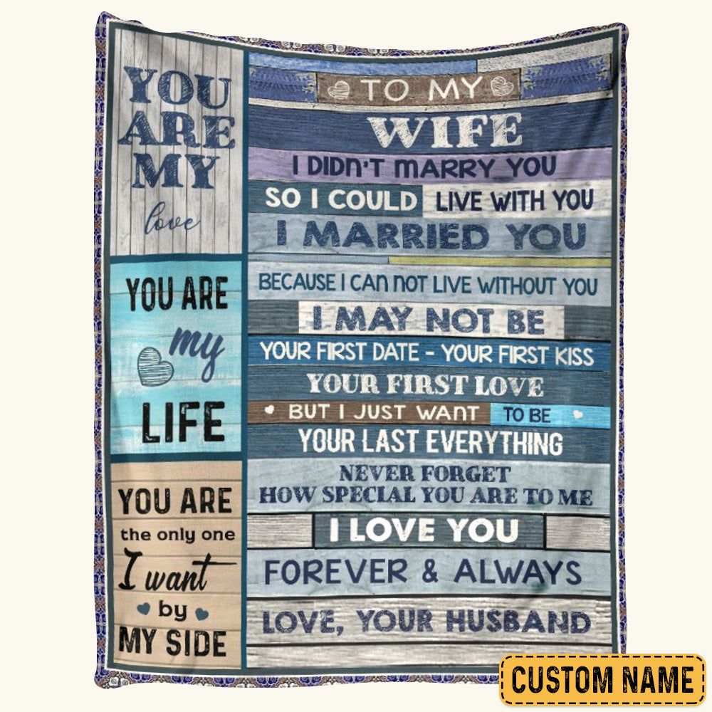 To My Wife I Didnt Marry You So I Could Live With You I Married You Wood Stripe Vintage Custom Blank