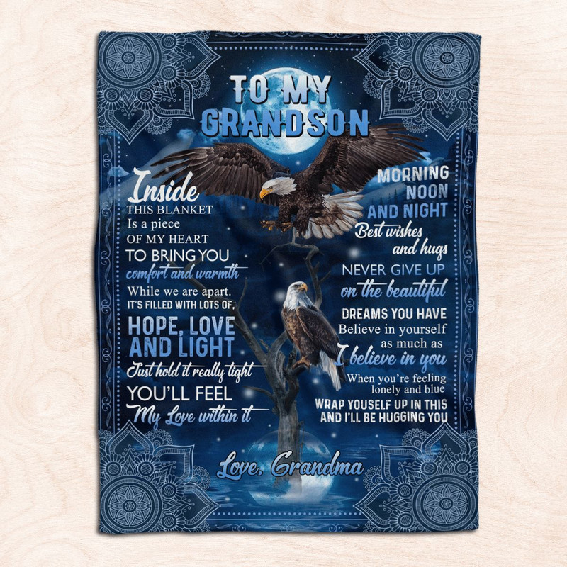 To My Grandson Inside This Blanket Is A Peace Custom Blanket Gift For Grandson From Grandmas 0