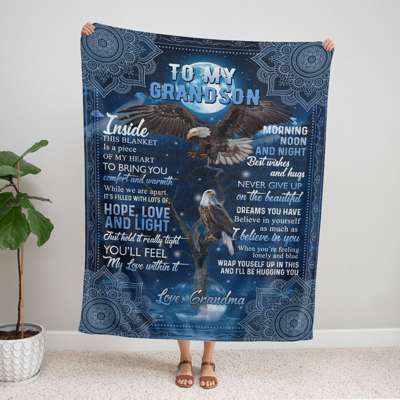To My Grandson Inside This Blanket Is A Peace Custom Blanket Gift For Grandson From Grandmas 1