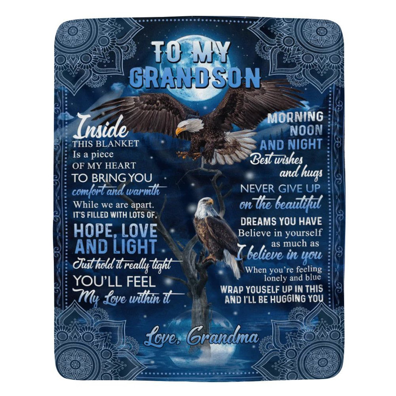 To My Grandson Inside This Blanket Is A Peace Custom Blanket Gift For Grandson From Grandmas 2