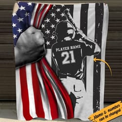 baseball boy american flag custom blanket gift for baseball player baseball lovers