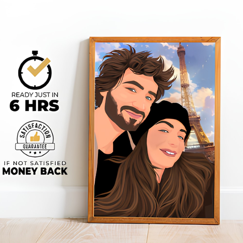Custom Portrait Couple Drawing Personalized Illustration Faceless Portrait Boyfriend Gift Cartoon Portrait 0