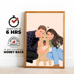 couple picture drawn, couples portrait prints, gift for him portrait, custom physical print couple, cartoons pictures