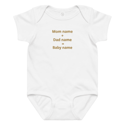 personalized baby bodysuit, custom embroidery with mom & dad names