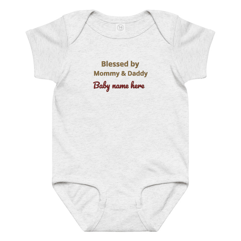 Custom Baby Name Onesie Blessed By Mommy Daddy Embroidered Bodysuit Personalized Newborn Gift Outf 0