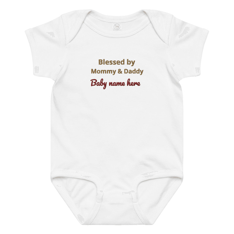 Custom Baby Name Onesie Blessed By Mommy Daddy Embroidered Bodysuit Personalized Newborn Gift Outf 3