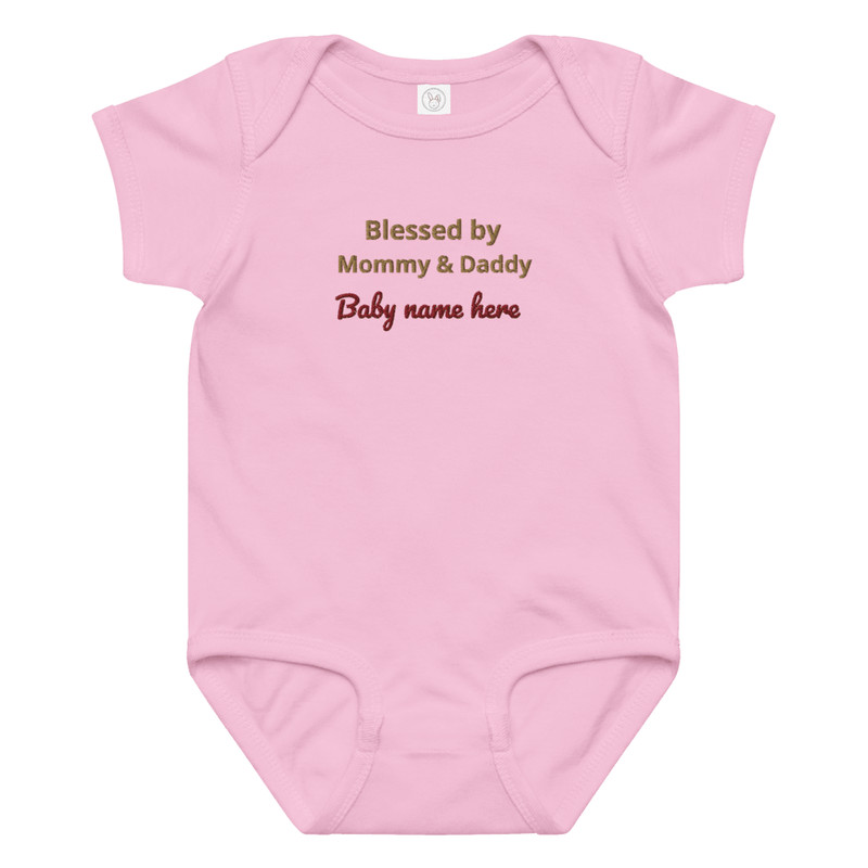Custom Baby Name Onesie Blessed By Mommy Daddy Embroidered Bodysuit Personalized Newborn Gift Outf 6