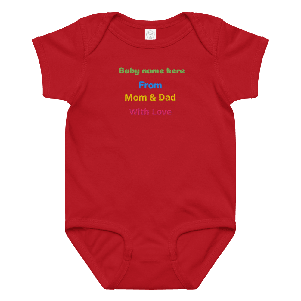 Custom Embroidered Baby Onesie Personalized Name From Mom Dad With Love Soft Cotton Gift Unique Ba 5