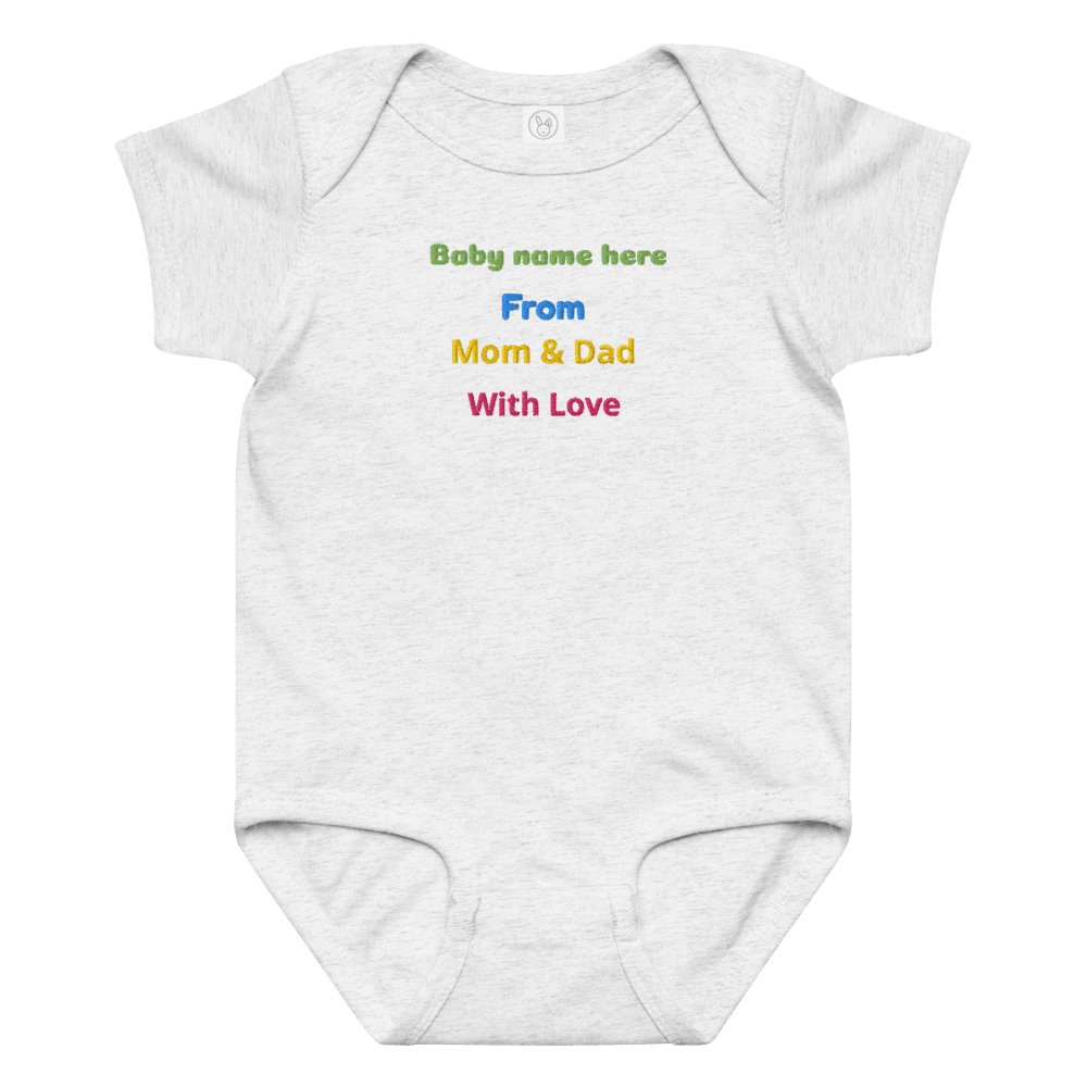 Custom Embroidered Baby Onesie Personalized Name From Mom Dad With Love Soft Cotton Gift Unique Ba 7