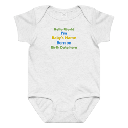 custom embroidered baby onesie, personalized newborn bodysuit with name & birth date, perfect gift for new parents