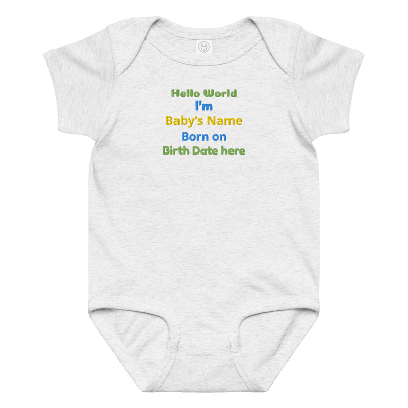 Custom Embroidered Baby Onesie Personalized Newborn Bodysuit With Name Birth Date Perfect Gift For 0