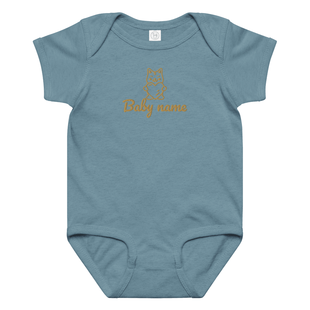 Custom Embroidered Baby Onesie With Cute Cat And Name 9