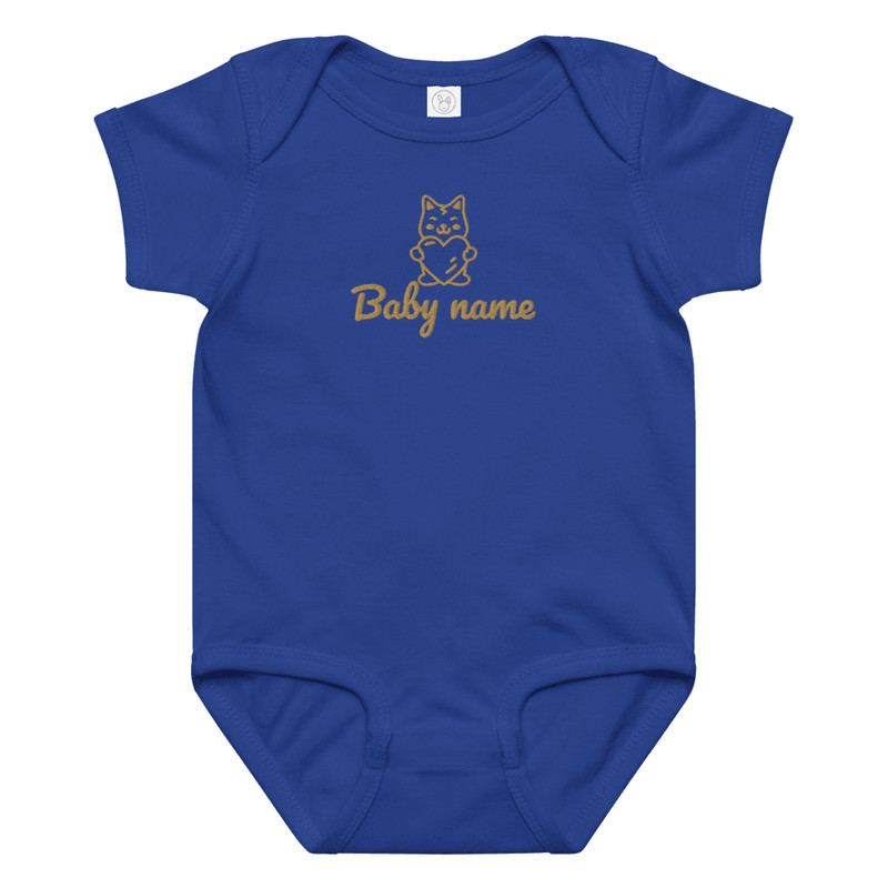 Custom Embroidered Baby Onesie With Cute Cat And Name 12