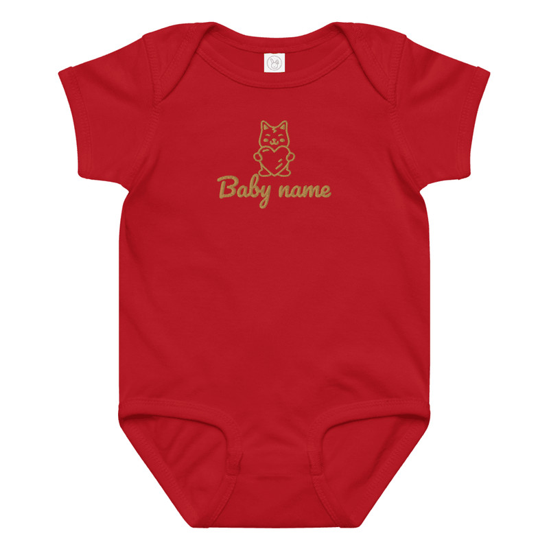 Custom Embroidered Baby Onesie With Cute Cat And Name 15