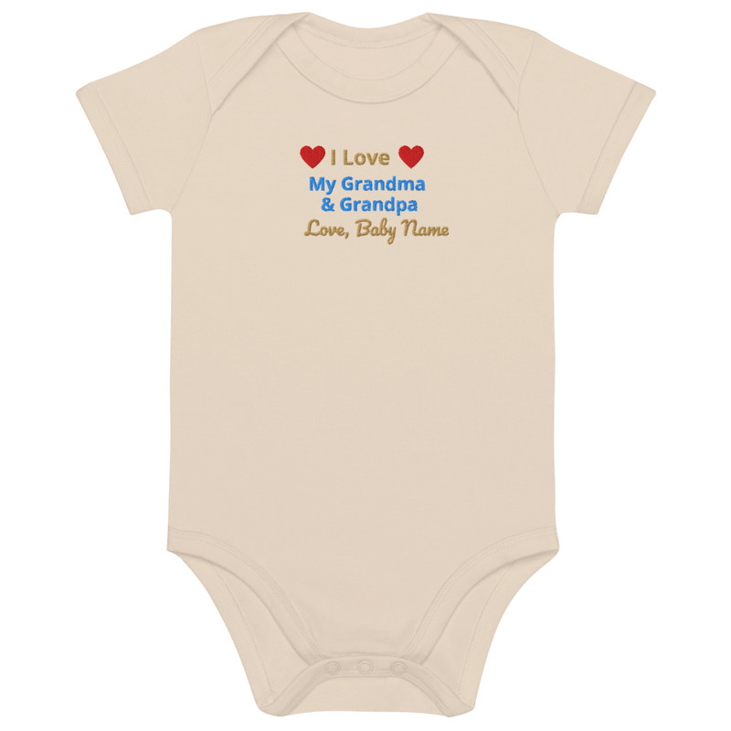 I Love My Grandma Grandpa Embroidered Baby Onesie With Baby Name 3