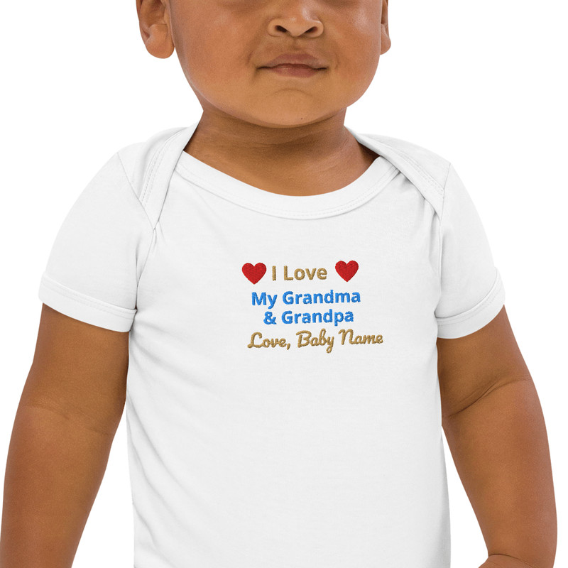 I Love My Grandma Grandpa Embroidered Baby Onesie With Baby Name 7