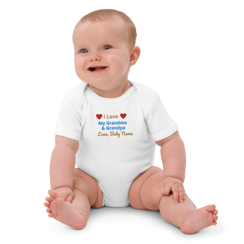 I Love My Grandma Grandpa Embroidered Baby Onesie With Baby Name 8