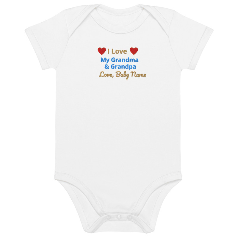 I Love My Grandma Grandpa Embroidered Baby Onesie With Baby Name 9
