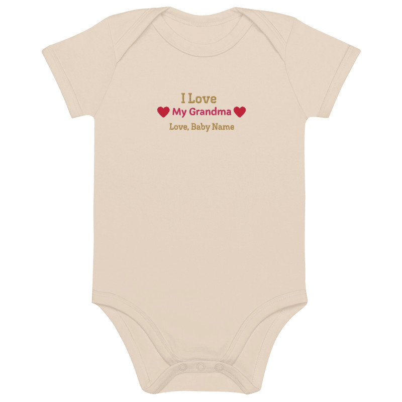 Personalized Embroidered I Love My Grandma Baby Onesie Custom Name 2