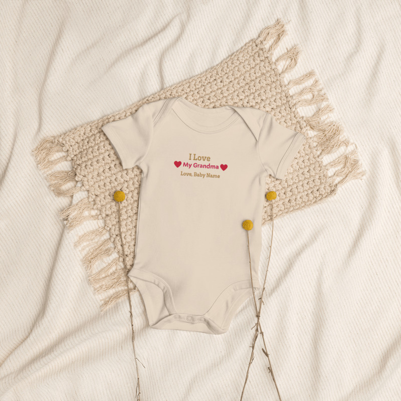 Personalized Embroidered I Love My Grandma Baby Onesie Custom Name 3