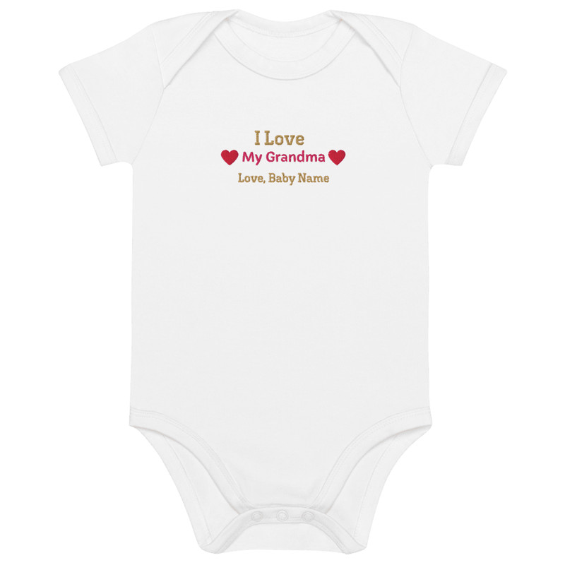 Personalized Embroidered I Love My Grandma Baby Onesie Custom Name 9