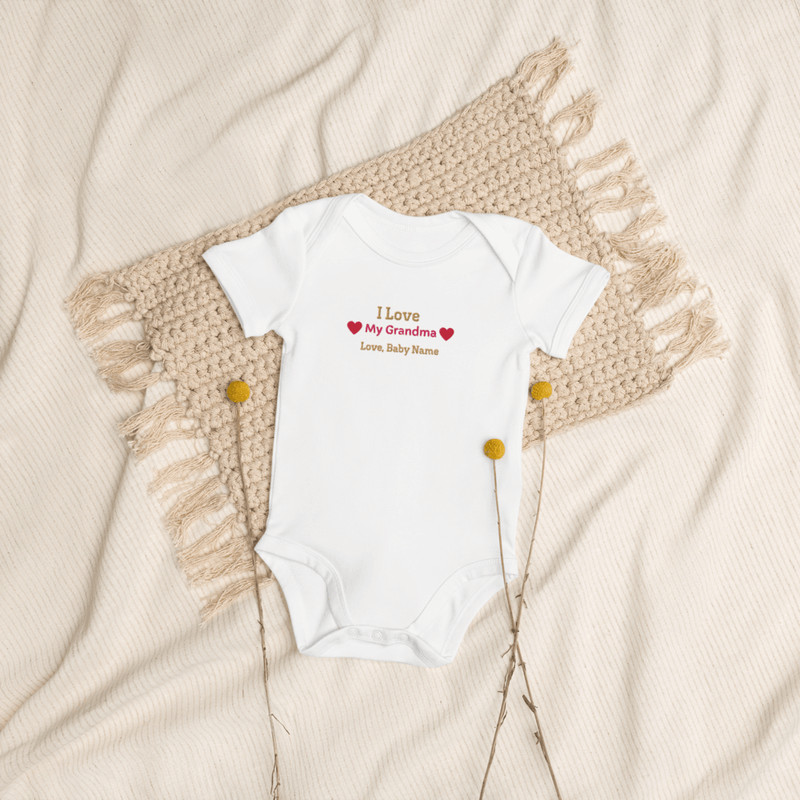 Personalized Embroidered I Love My Grandma Baby Onesie Custom Name 10
