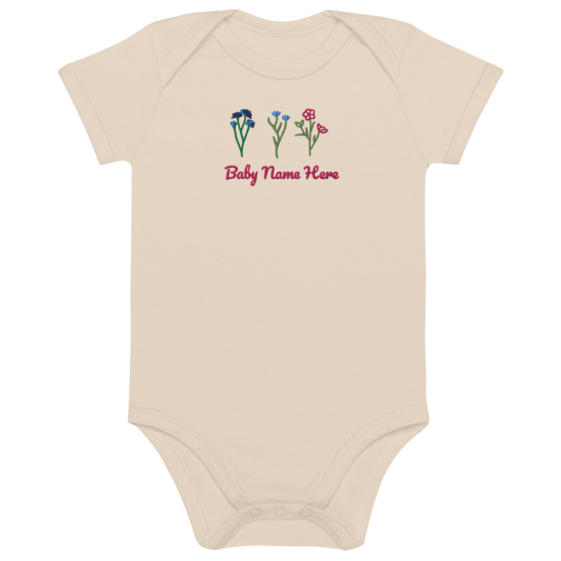 Personalized Organic Baby Onesie With Custom Name Embroidery 8
