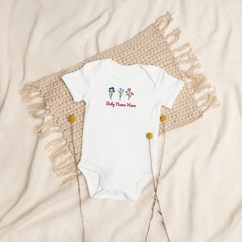 Personalized Organic Baby Onesie With Custom Name Embroidery 3