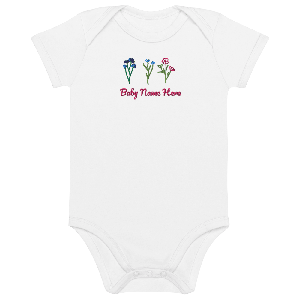 Personalized Organic Baby Onesie With Custom Name Embroidery 6